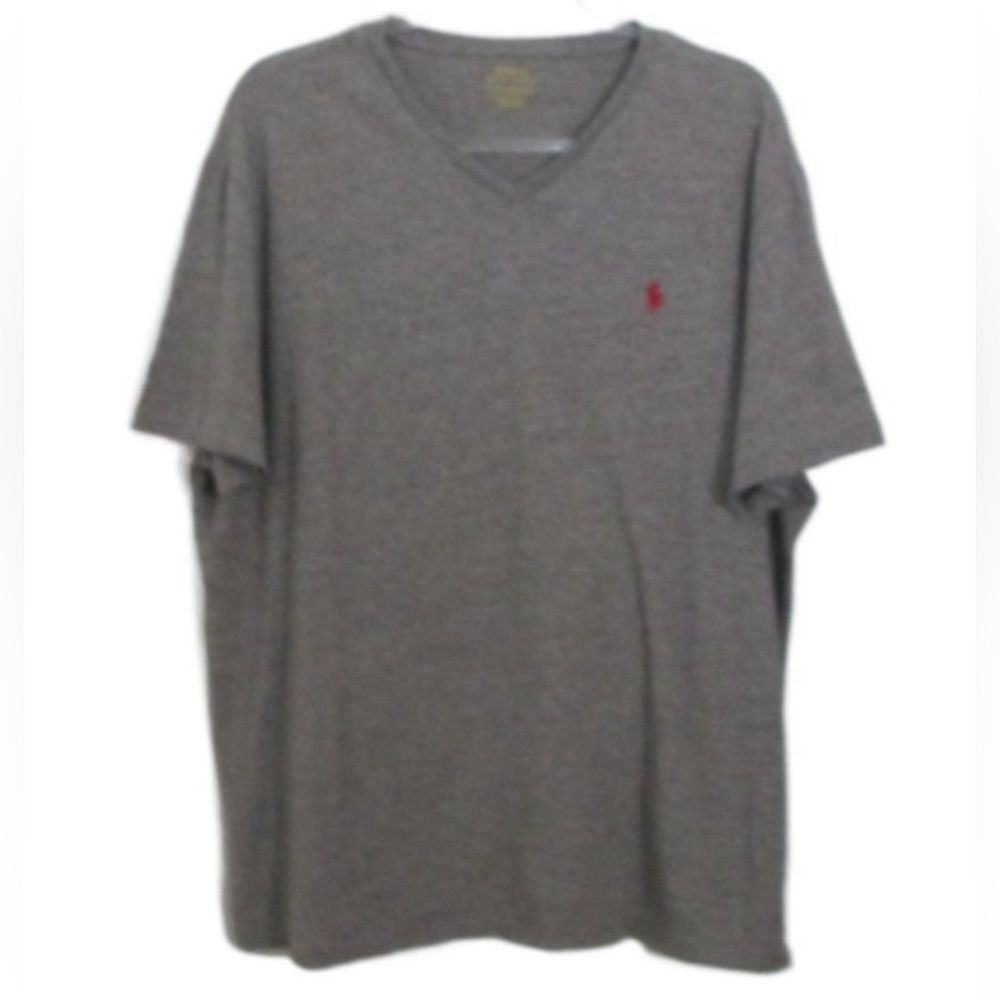 Ralph Lauren Men's Polo Gray V-Neck Short Sleeve Cotton Tee Shirt Size XL